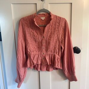 Pilcro Ruffled Peach Blouse